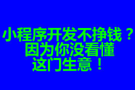 小程序開發(fā)不掙錢？因?yàn)槟銢]看懂這門生意！